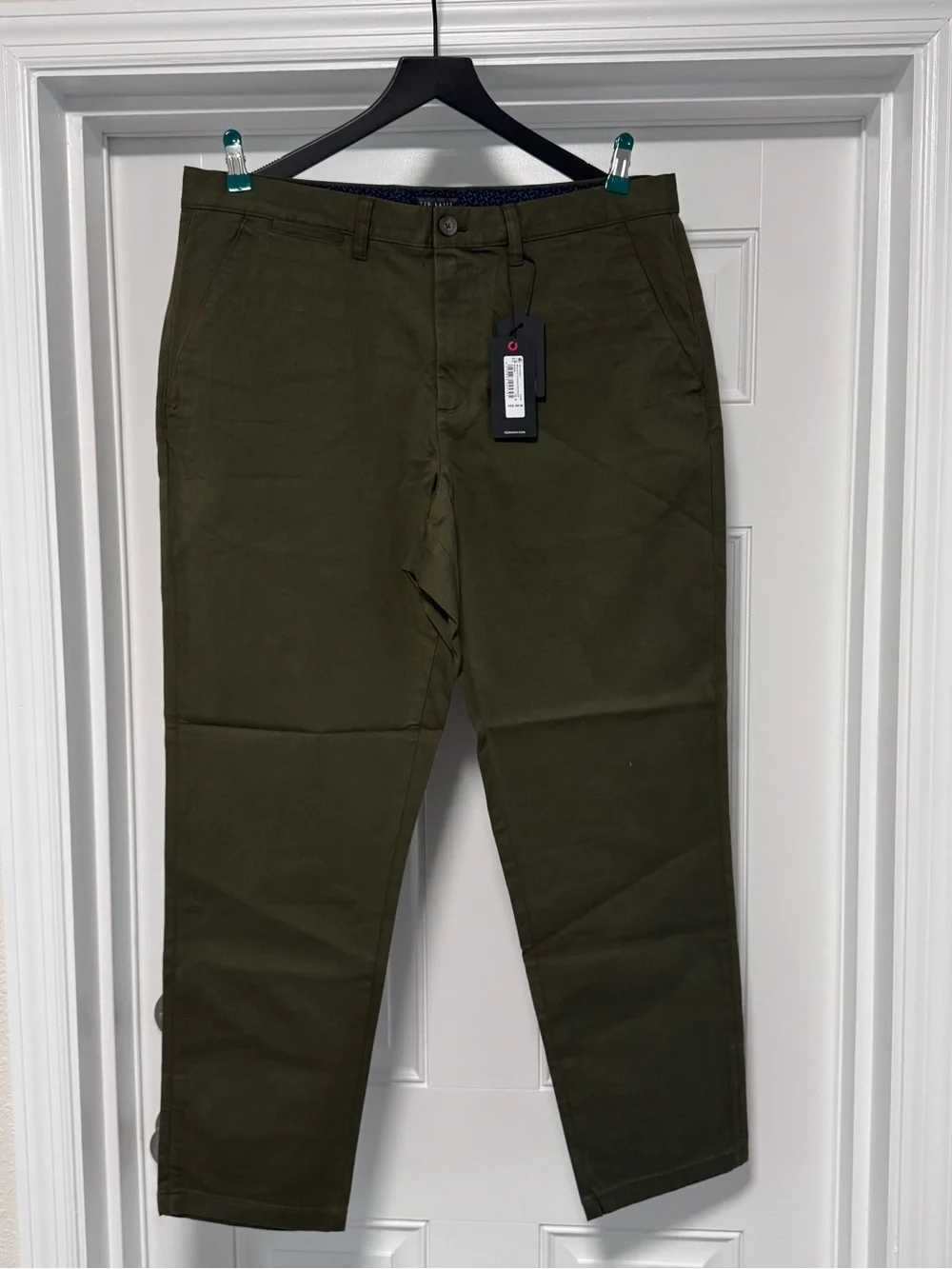 NWT Ted Baker London Regular Fit Textured Chino Trouser - Olive Khaki Size 36R